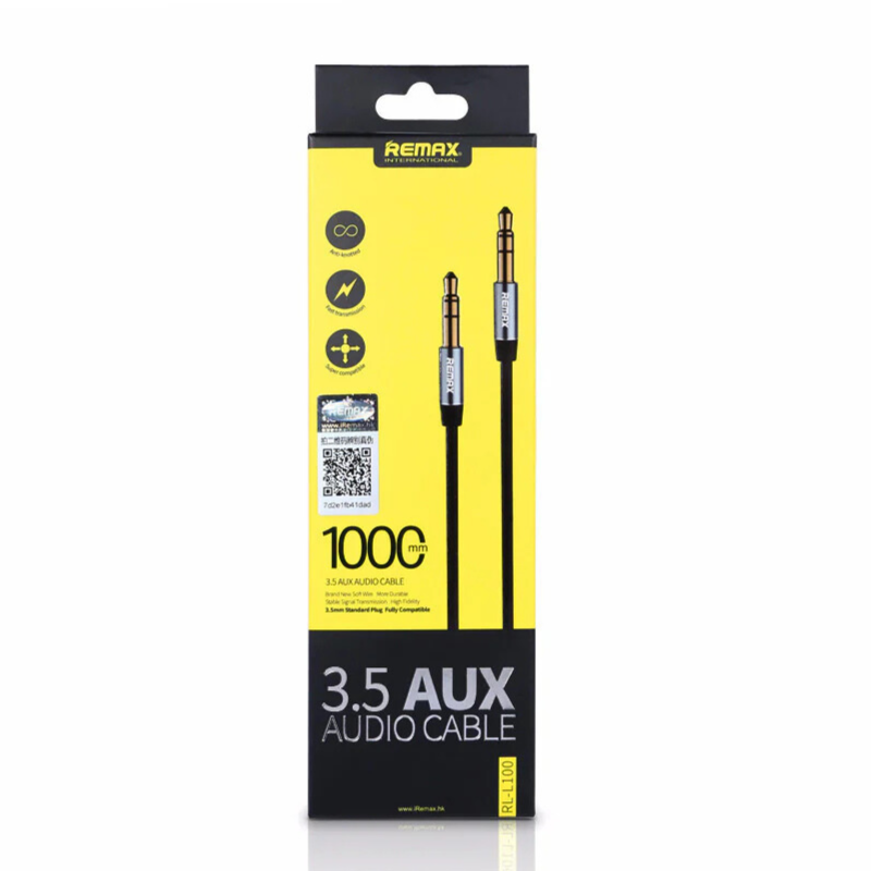 Кабель aux Remax RL-L100 (black) 3,5мм to 3,5мм, 1м