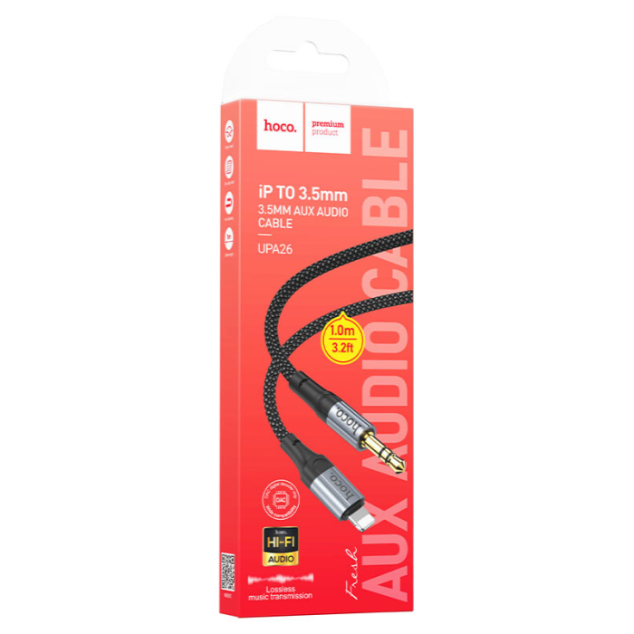 Кабель aux Hoco UPA26 (black) 3,5мм to Lightning, 1м