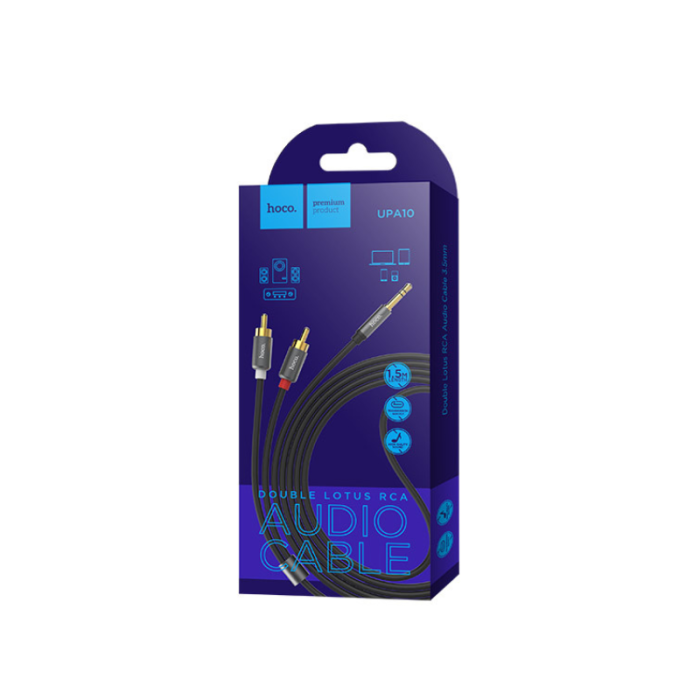 Кабель aux Hoco UPA10 (black) 3,5мм to 2RCA, 1,5м