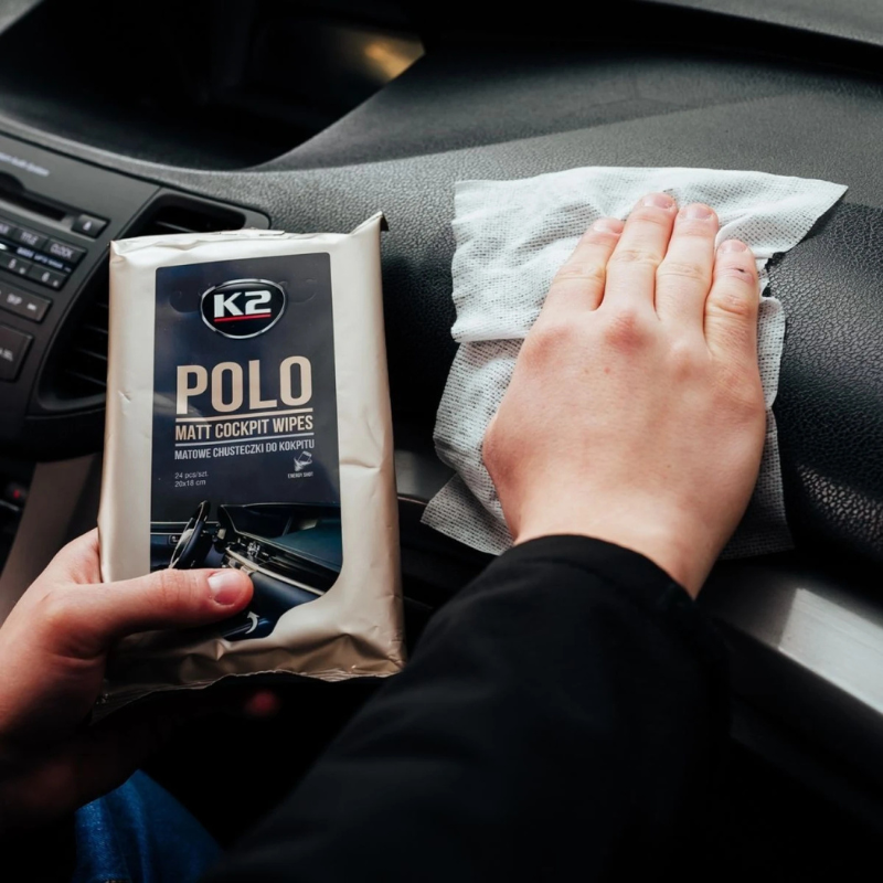Серветки вологі K2 Polo Matt для очищення панелі приладів та пластикових деталей матові (K425) 24шт