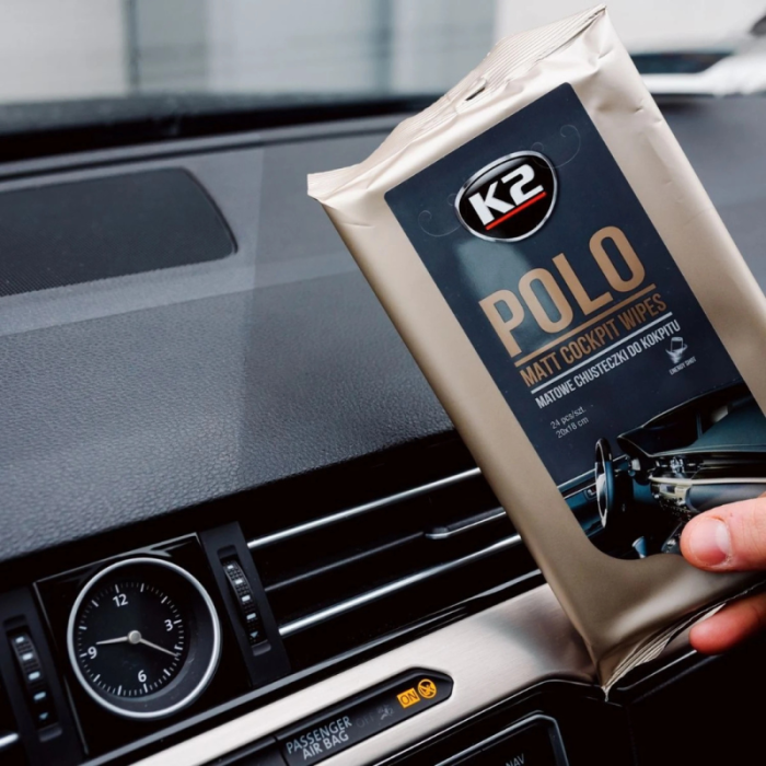 Серветки вологі K2 Polo Matt для очищення панелі приладів та пластикових деталей матові (K425) 24шт