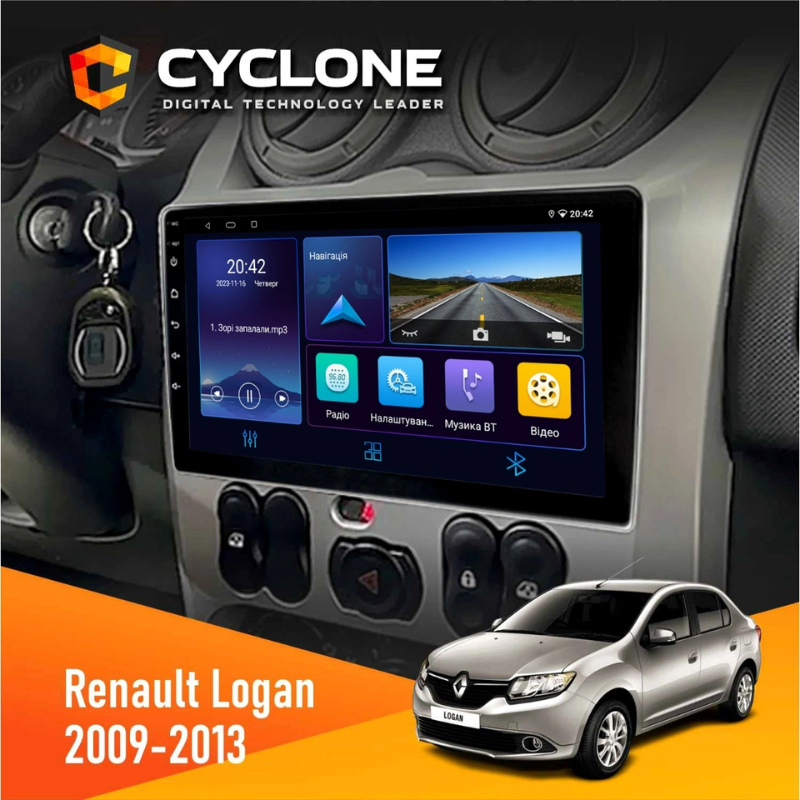 Штатная магнитола Renault Logan (2009-2013) без поддержки кнопок на руле