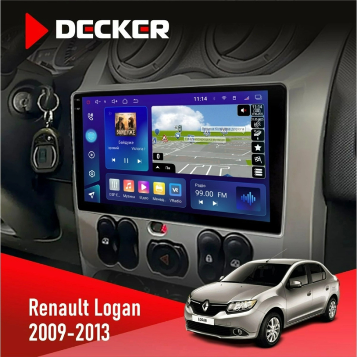 Штатная магнитола Renault Logan (2009-2013) без поддержки кнопок на руле