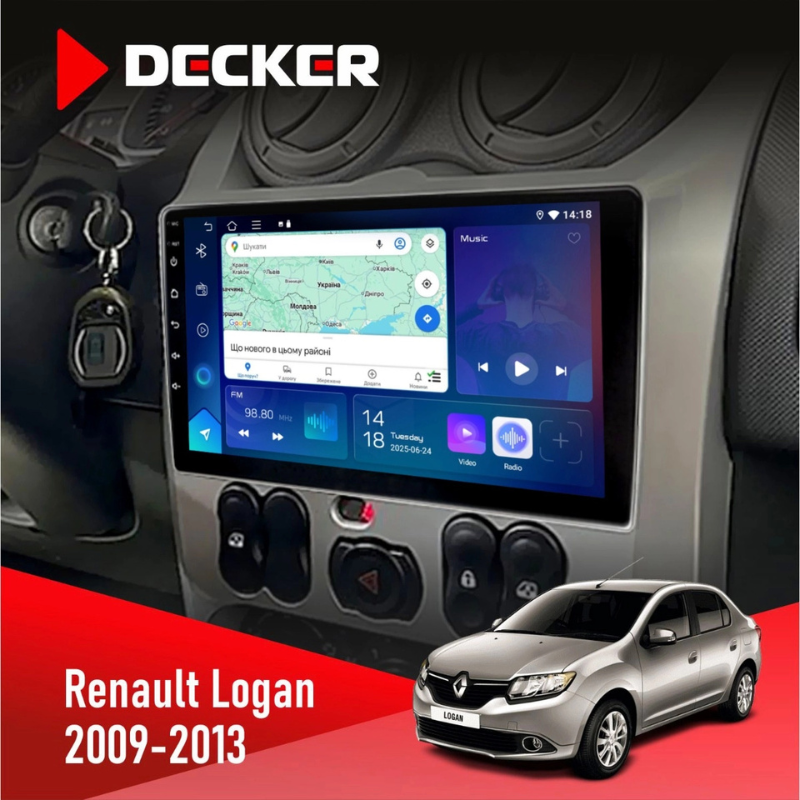 Штатная магнитола Renault Logan (2009-2013) без поддержки кнопок на руле