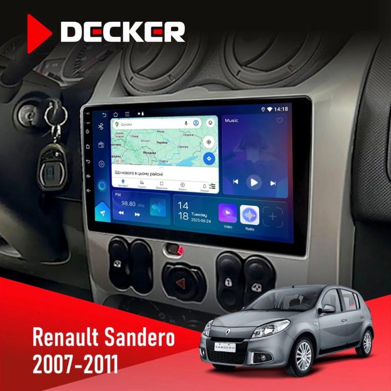 Штатная магнитола Renault Sandero (2007-2011) без поддержки кнопок на руле