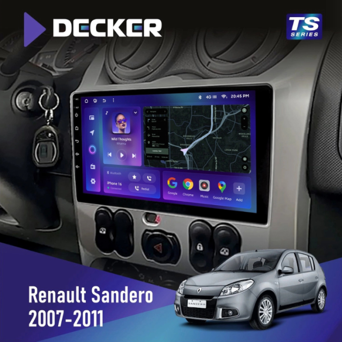 Штатная магнитола Renault Sandero (2007-2011) без поддержки кнопок на руле