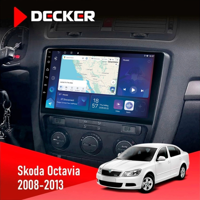 Штатна магнітола Skoda Octavia A5 (2004-2013) чорна рамка