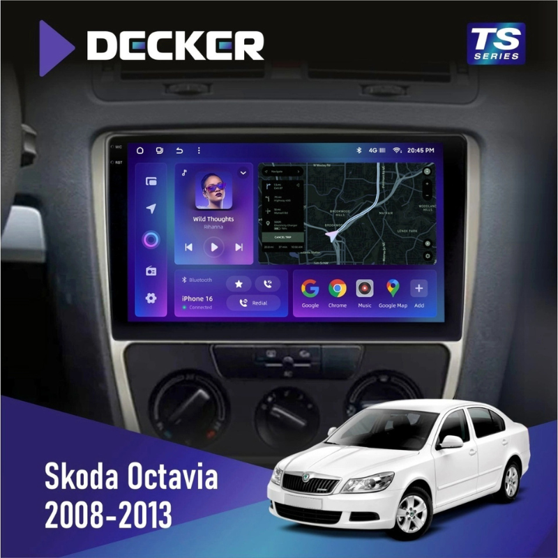 Штатная магнитола Skoda Octavia A5 (2004-2013) серая рамка