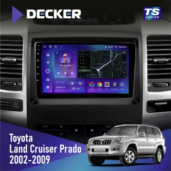 Штатна магнітола Toyota Land Cruiser Prado (2002-2009) для авто без підсилювача звуку