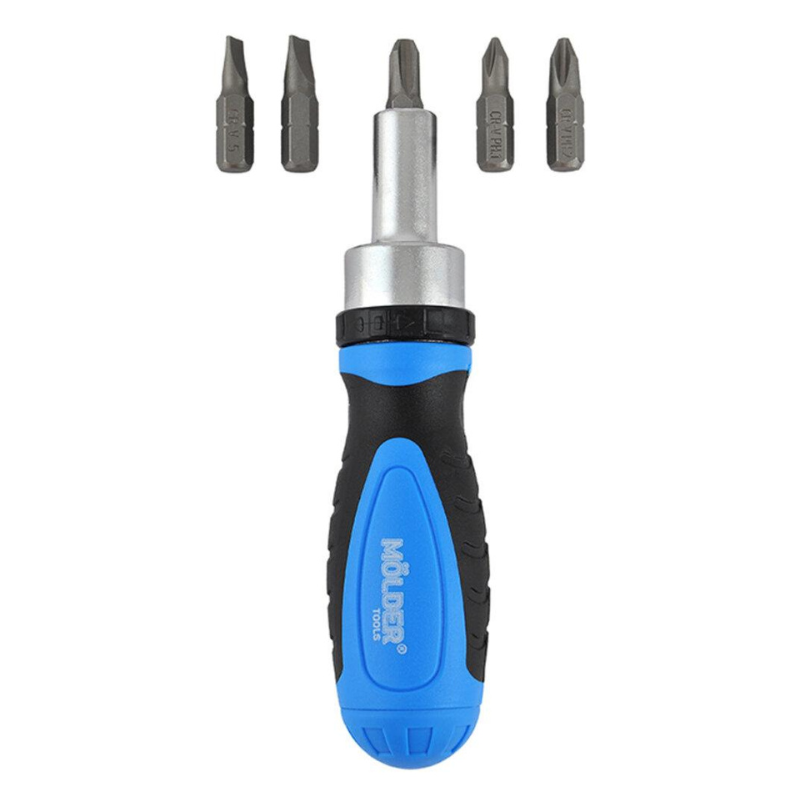 Викрутка реверсивна Molder (MT32305) з комплектом насадок 5 в 1