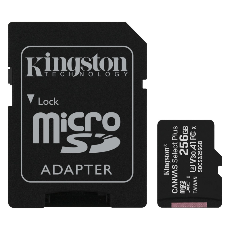 Карта памяти microsd Kingston microSDXC 256Gb Canvas Select Plus с переходником