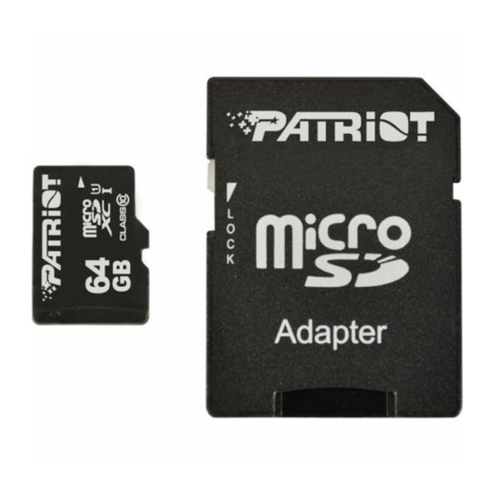 Карта пам’яті microsd Patriot microSDXC 64Gb LX Series Class 10 з перехідником