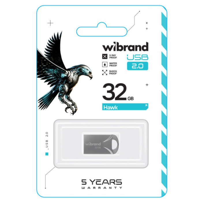 Флешка Wibrand Hawk 32Gb USB 2.0 silver