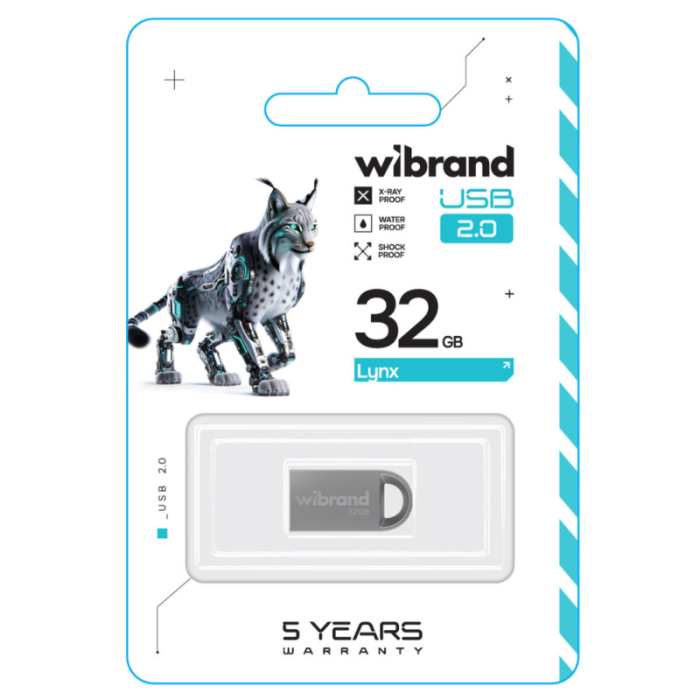 Флешка Wibrand Lynx 32Gb USB 2.0 silver