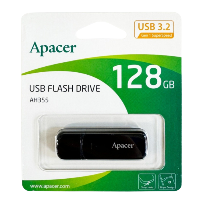Флешка Apacer AH355 128Gb USB 3.2 black (AP128GAH355B-1)