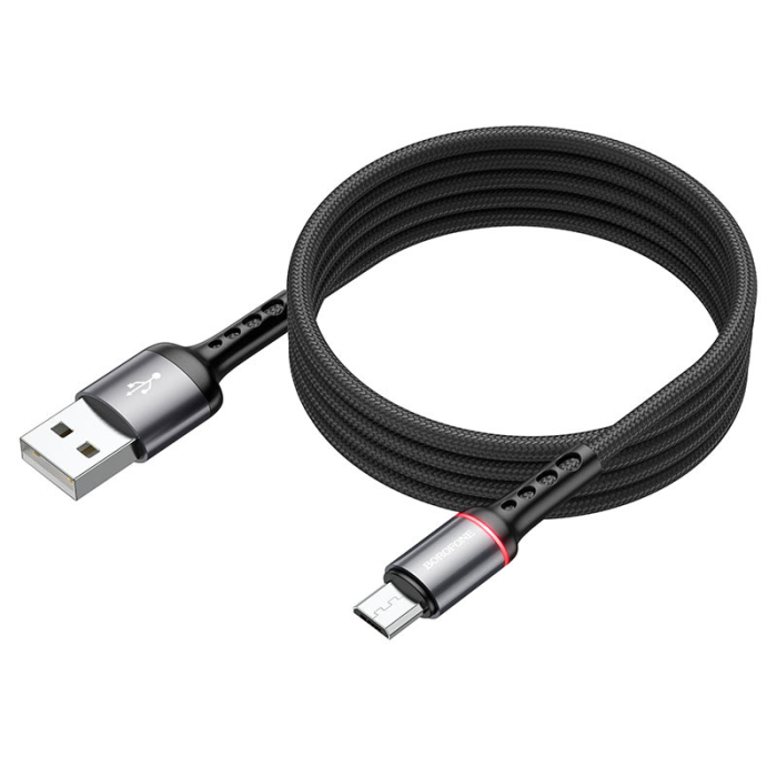 Кабель Borofone BU33 Color ring (black) USB to microUSB, 1м