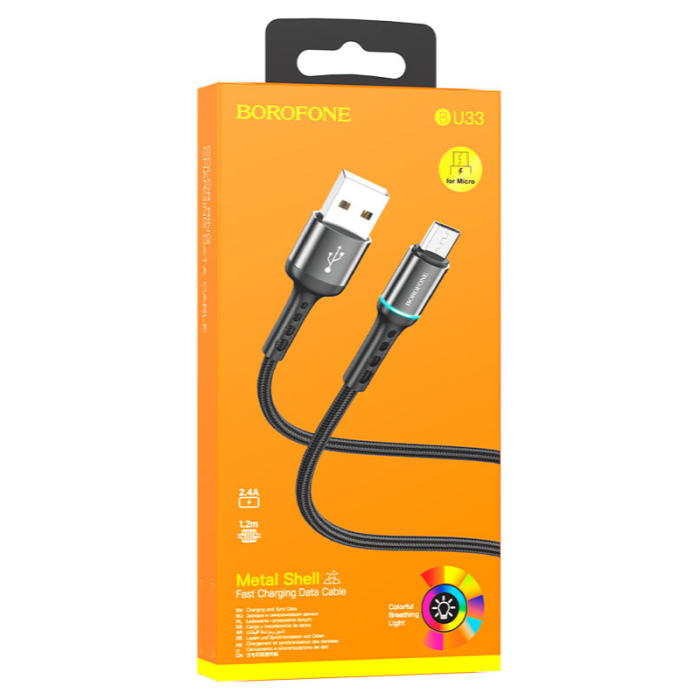 Кабель Borofone BX87 Sharp (black) USB to microUSB, 1м