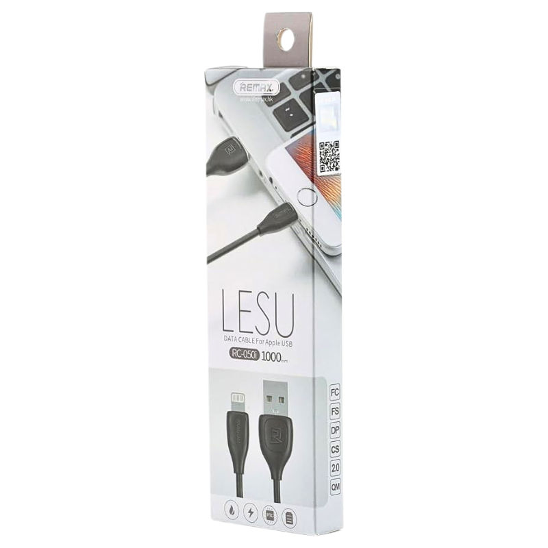 Кабель Remax Lesu RC-050i USB to Lightning (black) 1м