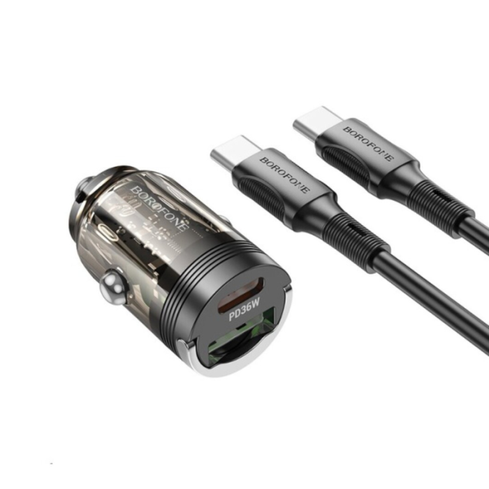Автомобільний зарядний пристрій Borofone BZ29A з кабелем Type-C - Type-C 