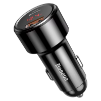 Автомобільний зарядний пристрій Baseus CCMLC20A-01 Black 2USB з вольтметром