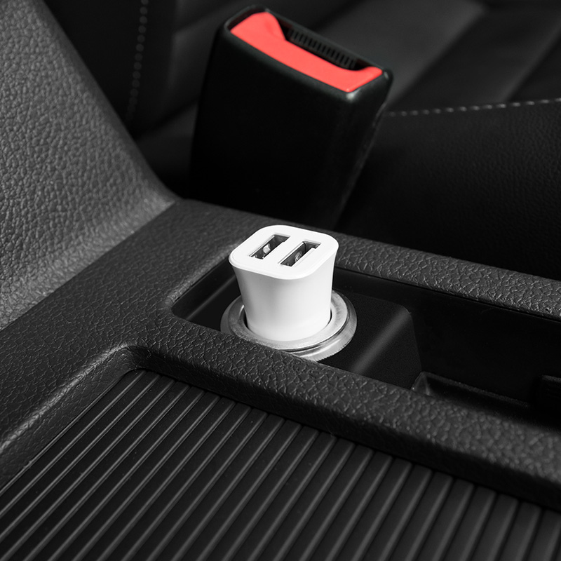 Автомобильное зарядное устройство Hoco Z12 White с кабелем USB - microUSB