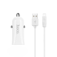 Автомобильное зарядное устройство Hoco Z12 White с кабелем USB - microUSB