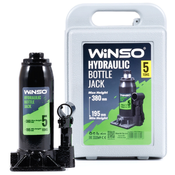 Домкрат гідравлічний Winso 170510 телескопічний в кейсі, 5т